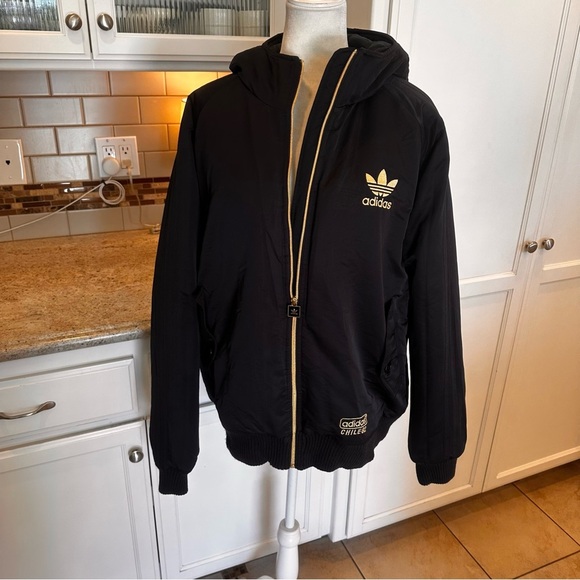 Adidas Chile 62 Men's Black Bomber Jacket Size Large - Picture 1 of 14
